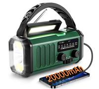 Radio d’urgence verte 20000mAh manivelle solaire USB AM FM lampe torche puissante recharge téléphone