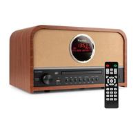 Audizio Salerno Radio DAB+ avec lecteur CD - Bluetooth 5.0, affichage LCD, horloge et minuterie, sortie casque Brun/Marron Foncé