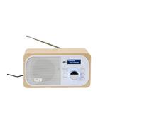 Radio DAB+/DAB/FM, connexion Bluetooth, double alarme, écran LCD, Luminosité réglable, antenne téléscopique, RMS 3W, adaptateur inclus, couleur Bois