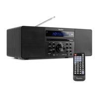 Audizio Prato Radio Dab+ et Lecteur CD avec Technologie sans Fil Bluetooth, Écran LCD, Fonction Horloge et Veille, 2X Port USB, Entrée AUX, Sortie Casque, Télécommande Incluse, Couleur Noir