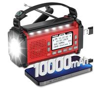 Radio Dab+/FM Portable, PRUNUS J-924 Solaire Dynamo 10000mAh, Radio Survie avec Piles et Manivelle, Panneau Solaire, Réveil, Chargeur USB-C, Lampe de Poche et Lecture, Alarme SOS d'urgence