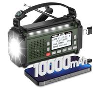 Radio Dab+/FM Portable, Prunus J-924 Solaire Dynamo 10000mAh, Radio Survie avec Piles et Manivelle, Panneau Solaire, Réveil, Chargeur USB-C, Lampe de Poche et Lecture, Alarme SOS d'urgence