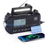 Radio Dab/Fm Portable,Solaire Dynamo 5000Mah,Manivelle Solaire,Survie Dab De Solaire Chargeur Usb Avec Alarme Sos D'Urgence,Réveil,Lampe De Poche Et Lampe De Lecture