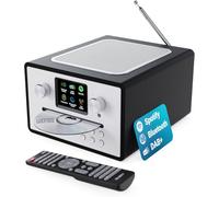 Radio Dab Plus avec Lecteur CD Bluetooth Poste Radio Internet WiFi Ampli Tuner CD avec Spotify Connect & Podcast Écran LED Couleur et Télécommande Homerton Noir