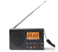 Radio Dab Portable, avec Casque, AM/FM, SW, écran LCD, Fonctionne sur Batterie, Alarme, minuterie de Mise en Veille, 36 préréglages pour la Cuisine, Le Camping, l'extérieur et Les urgences (Noir)