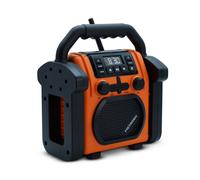 METRONIC 477227 Radio de Chantier FM Bluetooth avec Batterie Rechargeable de Secours - Robuste Résistante aux Chocs, à la poussières, aux éclaboussures - Orange