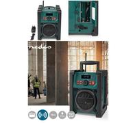 Radio de Chantier DAB+ 2.2 " Écran Bleu blanc Alimentation secteur + pile Numérique 15 W Bluetooth® Réveil IP65 Poignée de transport