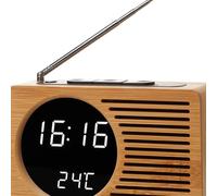 Radio de chevet multifonctionnelle Réveil en bois Haute définition Grand écran Affichage numérique Radio-réveil