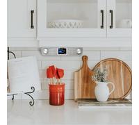 Blaupunkt KRD 100 Radio de cuisine Bluetooth avec DAB+, radio encastrée, DAB Plus, FM, multi-écran, radio numérique avec horloge, lumière LED, 2 minuteurs arrière, radio sous meuble d'atelier, argent
