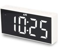 Radio de Cuisine numérique avec Grand écran,Horloge de Cuisine,Radio FM,réveil,Double Alarme,écran LED à intensité Variable sur 5 Niveaux,Pas de tic-tac,Blanc