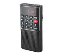 WE Radio de poche rechargeable – FM, lecteur de carte micro SD, 3W RMS, prise casque – Noir