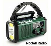 Radio de secours solaire à manivelle avec lampe LED, powerbank 10000mAh, SOS, FM AM, compacte et portable