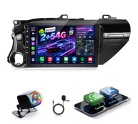 Radio de Voiture 2+64G pour Toyota Hilux 2015-2020 - Carplay sans Fil et Android Auto - Stéréo Android de 10,1 Pouces avec WiFi EQ GPS Mirror Link FM RDS