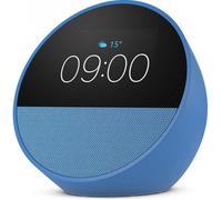 Radio despertador inteligente amazon Echo Spot en color azul con sonido potente e intenso, empieza el día con buen pie, usa el