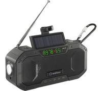 Radio dextérieur Renkforce RF-CR-300 FM, AM radio durgence, Bluetooth, SD rechargeable, panneau solaire, manivelle, lampe de poche noir
