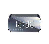 Radio du Réveil, 1200mAh Portable Bluetooth 5.0 & Double Alarmes FM Radio Conférencier, Gradateur à 3 Niveaux et Affichage de Température pour la Chambre/Bureau (Black)