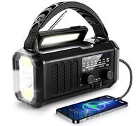 Radio d'urgence, 10 000 mAh/37 000 mWh, radio météo NOAA, radio solaire à manivelle avec AM/FM, lampe de poche et lampe de lecture, batterie rechargeable, alarme SOS, chargeur de téléphone portable