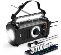 Radio d'urgence 10 000 mAh, radio à manivelle, radio météo NOAA/AM/FM, radio solaire, chargement USB de type C, batterie polymère, lampe de poche et lampe de lecture, alarme SOS, boussole pour camping