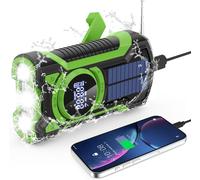 Radio D'Urgence 5000 Mah,Radio Solaire Étanche Bluetooth,Power Bank Rechargeable À Manivelle (Récepteur Mondial),Torche,Lampe Led,Usb,Sos Coupures Courant