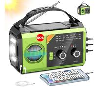Radio d'urgence à manivelle 20 000 mAh, radio météo AM/FM NOAA avec chargeur de téléphone portable 74 000 mWh, radio solaire avec lampe de poche LED, charge USB, boussole, alarme SOS, camping et
