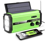 Radio d'urgence à manivelle 5000 mAh/18500 mWh avec 2 panneaux solaires, radio météo portable AM FM NOAA, radio à piles rechargeables, chargeur USB, SOS, lampe de poche, lampe de lecture pour la