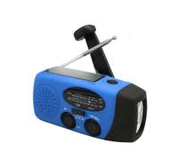 Radio d'urgence à manivelle avec lampe de poche LED pour camping, randonnée, 2000 mAh, dynamo d'urgence AM/FM NOAA, radio météo portable, chargeur de téléphone portable USB pour camping (bleu)