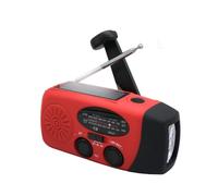 Radio d'urgence à manivelle avec lampe de poche LED pour camping, randonnée, 2000 mAh, dynamo d'urgence AM/FM NOAA, radio météo portable, chargeur de téléphone portable USB pour le camping (rouge)