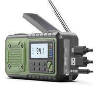 Radio d'urgence à manivelle, radios météo 5000 mAh, radios solaires avec manivelle d'urgence, radio d'alerte météo NOAA/AM/FM, alarme SOS, lampe de poche et lampe de lecture, pour survie intérieure et