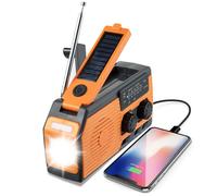 Radio d'urgence à manivelle Solaire | AM/FM NOAA Radio Portable à Piles,5000mAh Power Bank de téléphone Portable Câble USB Alarme SOS Lampe de Poche