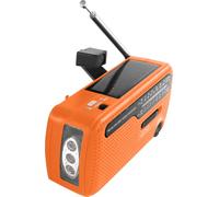 Radio d'urgence à manivelle & solaire - batterie de 1200 mAh, lampe de poche LED, bande AM/FM/SW1/SW2 mondiale, banque d'énergie & fonction de chargement de téléphone portable