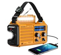 Radio d'urgence avec avertissement météo NOAA, manivelle solaire portable radio AM/FM pour survie, radio rechargeable alimentée par batterie, chargeur USB, lampe de poche, lecteur, pour la maison en