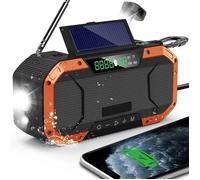 Radio d'urgence Bluetooth étanche, haut-parleur portable AM/FM, radio solaire à manivelle avec lampe de poche, lampe de lecture