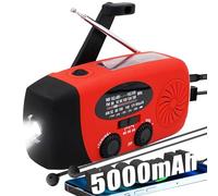 Radio d'urgence météo NOAA mise à niveau 2024 5000 mAh avec charge solaire, radio AM FM à manivelle Windup Radio SOS Alarme LED avec prise écouteurs pour la maison, le camping, la survie ouragan