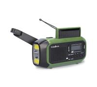 Radio d'urgence - Modèle Portable - Dab+ / FM - Fonctionne avec Piles/manivelle/Alimentation Solaire/Alimentation Via USB - Réveil - Vert/Noir
