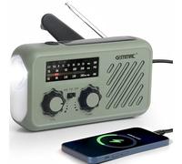 Radio d'urgence Multifonction 3 en 1, GEMMAC Recharge Solaire/Dynamo Manivelle/USB, Batterie 2000mAh Powerbank, Lampe Torche/Lecture LED, Alarme SOS, Radio AM/FM pour Camping/Randonnée/Survie