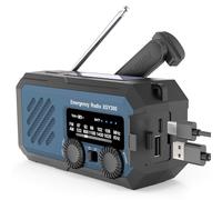 Radio d'urgence Portable, 2000 mAh, AM/FM, Alimentation Solaire et manivelle, Lampe de Poche LED, Batterie Externe, Canal météo et Alarme SOS, pour Une Utilisation à l'intérieur et à l'extérieur