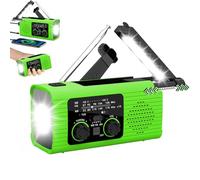 Radio d'urgence Portable,Recharge Solaire/Dynamo Manivelle/USB,Multifonction Radio avec 4000mAh Batterie,Alarme SOS,Radio AM/FM/WB,IPX4 Étanche,pour Randonnée,Camping,Secours (Vert)