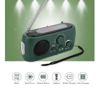 Radio d'urgence, Radio à Manivelle, Radio Solaire, Radio Météo pour la Randonnée et l'extérieur (Vert)