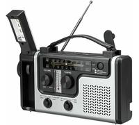 Radio d'urgence, Radio Solaire Portable à Manivelle Am/FM/SW Radios Multibande avec Lampe de Poche LED Lumineuse, Banque d'alimentation, Alarme SOS et Testeur de Température