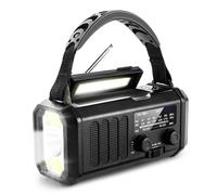 Radio d'urgence solaire E30, 10 000 mAh, FM, générateur à manivelle, AM, FM, NOAA, LED, alerte SOS, batterie externe, noir