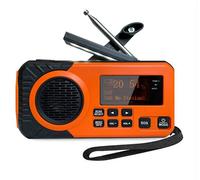 Radio d'urgence solaire portable à manivelle, DAB +, BT, FM, alarme SOS, banque d'alimentation 5000 mAh, lampe de lecture Orange