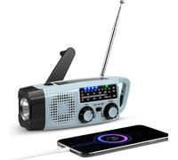 Radio d'urgence Solaire,Radio à Manivelle avec Lampe de Poche LED,Batterie 2000mAh,AM/FM Portable Radio Dynamo,Idéal pour Camping,Randonnée,Panne de Courant et Kit de Survie