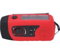 Radio d'urgence USB solaire à manivelle Radio météo FM portable avec lampe de poche Banque d'énergie 2000mAh pour l'extérieur Rouge