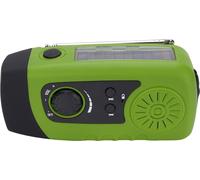 Radio d'urgence USB solaire à manivelle Radio météo FM portable avec lampe de poche Banque d'énergie 2000mAh pour l'extérieur Vert