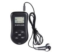 Radio écouteurs de poche ABS Mini FM Portable récepteur LCD affichage stéréo numérique alimenté par batterie noir