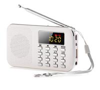Radio FM AM Digital LCD Souper Basse Mini Haut-Parleur AUX USB TF LED Lumière, Blanc