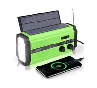 Radio FM/AM/WB solaire d'extérieur à manivelle, lampe torche, batterie externe 5 000 mAh
