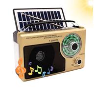 Radio FM Portable AM,Radio à Batterie | FM SW Trois Bandes Alimentation Solaire Charge LED Éclairage Lecteur de Musique USB TF Sans Fil , Voyage, Douche, Poste de Travail Et Coupure De Courant