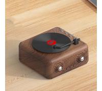 Radio FM portable avec lecteur CD rétro compatible Bluetooth, 118 x 118 x 65 mm, portable, pour la maison (grain de bois)