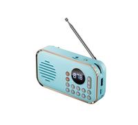 Radio FM Portable Rechargeable Petit Haut-Parleur Sans Fil Surround Son Stéréo USB Radios Vintage Bleu